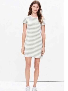 Madewell Gray and White Striped Mini Dress